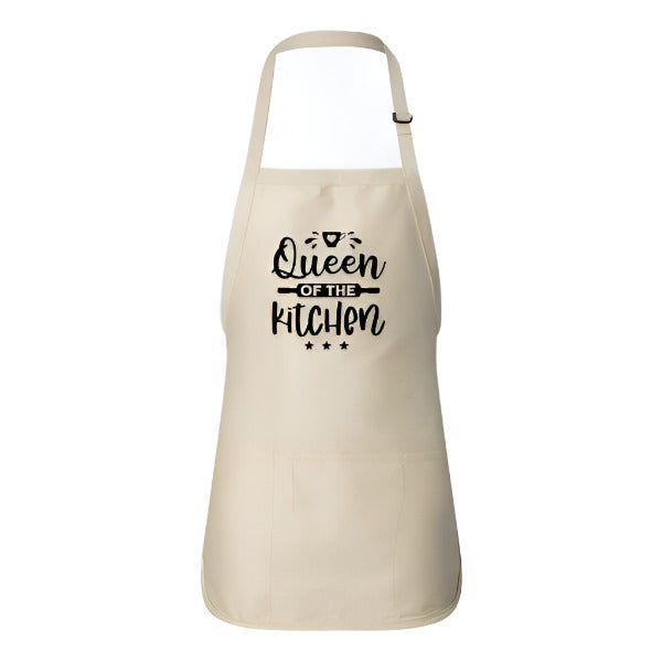 Queen Of The Kitchen Heart Apron Apron Natural Adult 