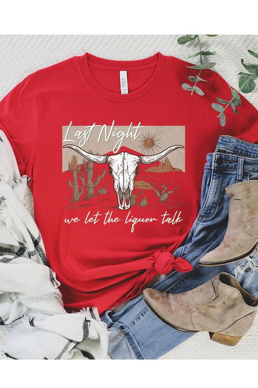 SKULL WITH SLOGAN SHORT SLEEVE Womens Graphic T-shirt RED 1XL 