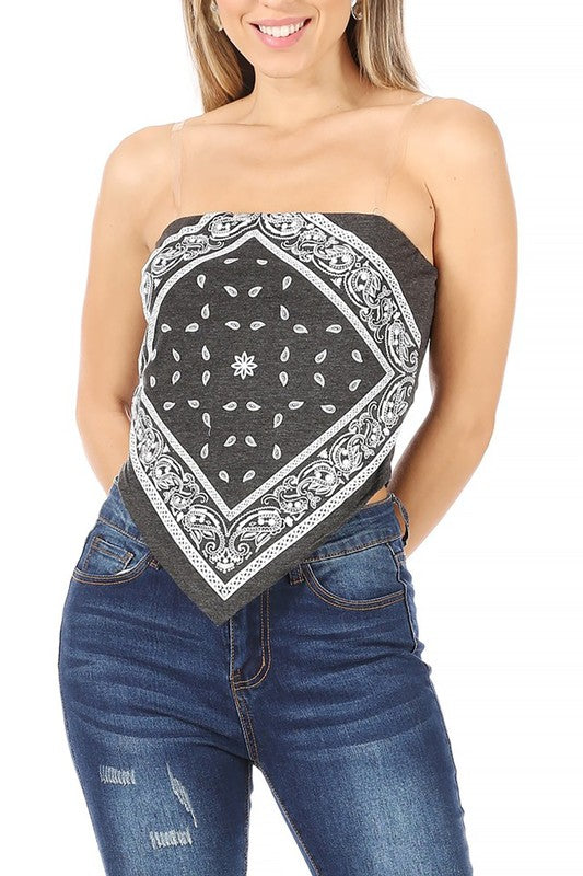 Paisley print, bandana top Bandana Top Heather Charcoal S 