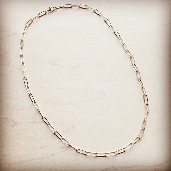 Matte Gold Chain Link Layering Necklace-24 inches Gold Chain Link Necklace gold 1 