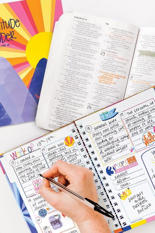 Faith-Based Gratitude Journal w Stickers 52-Week - Three Mad Hatters Mercantile 