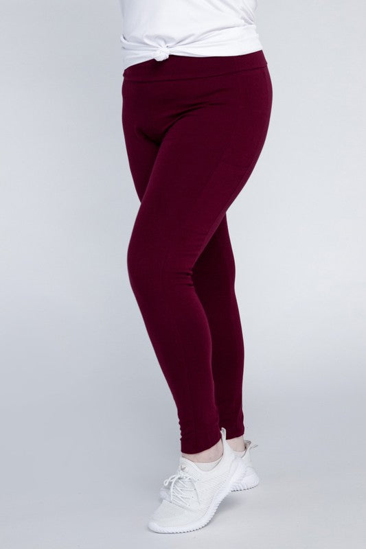 Plus Everyday Leggings with Pockets Leggings Burgundy 1X 