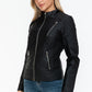 Snobbish Faux Leather Zip Up Mock Neck Jacket Womens Jacket