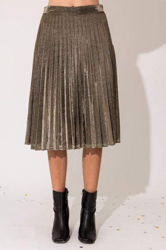 Lurex Fabric Pleated Midi Skirt - Three Mad Hatters Mercantile 