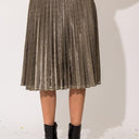 Lurex Fabric Pleated Midi Skirt