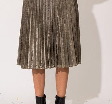 Lurex Fabric Pleated Midi Skirt