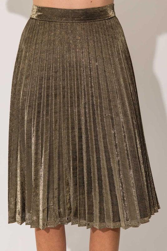 Lurex Fabric Pleated Midi Skirt - Three Mad Hatters Mercantile 