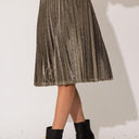 Lurex Fabric Pleated Midi Skirt