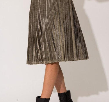 Lurex Fabric Pleated Midi Skirt