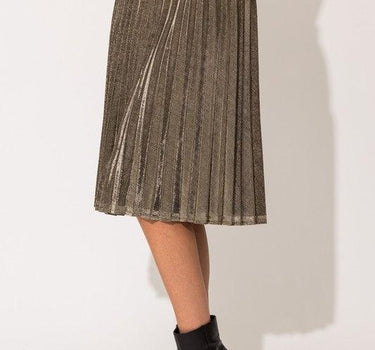 Lurex Fabric Pleated Midi Skirt