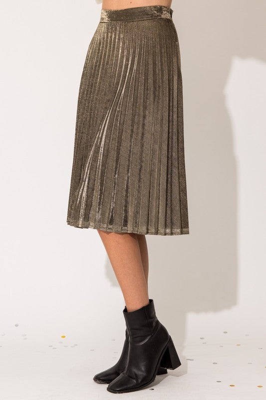 Lurex Fabric Pleated Midi Skirt Midi Skirt   