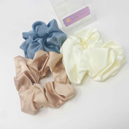 Soft And Full Satin Scrunch Set Of 3 Hair Scrunchy Calming Whisper OS 