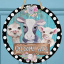 Welcome Yall Farm Animals Door Hanger