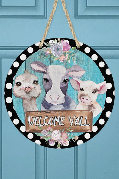 Welcome Yall Farm Animals Door Hanger Door Hanger Multi OS 