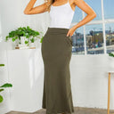 High Waist Jersey Skirt with Side Pockets