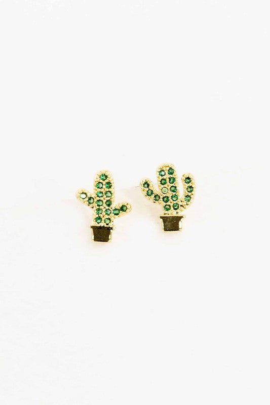 Mini Cactus Earrings Cactus Earrings Green OS 