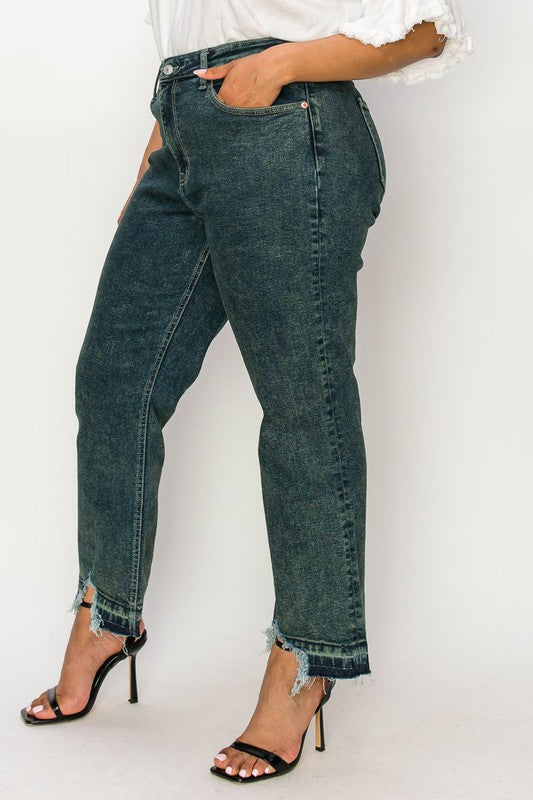 PLUS SIZE - HIGH RISE STRETCH STRAIGHT JEANS Straight Leg Jean   