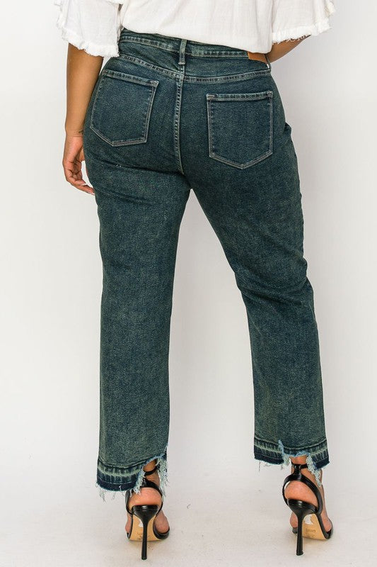 PLUS SIZE - HIGH RISE STRETCH STRAIGHT JEANS Straight Leg Jean   