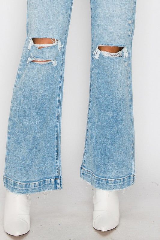 90's Vintage Stretch Wide Leg Jeans Flare Leg Jeans   