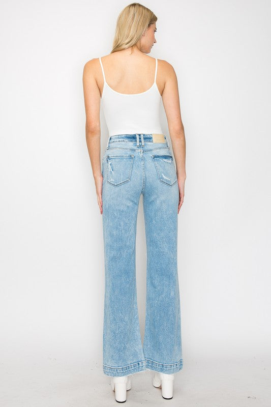 90's Vintage Stretch Wide Leg Jeans Flare Leg Jeans   