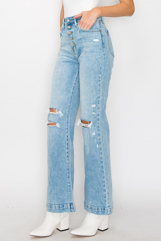 90's Vintage Stretch Wide Leg Jeans Flare Leg Jeans   