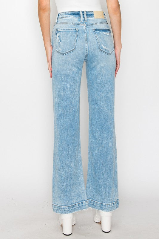 90's Vintage Stretch Wide Leg Jeans Flare Leg Jeans   