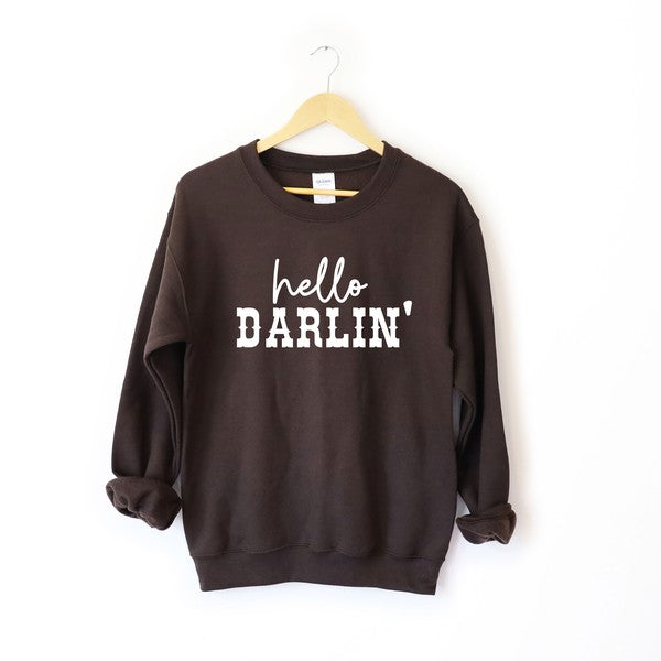 Hello Darlin Graphic Sweatshirt sweatshirt Chocolate Large 