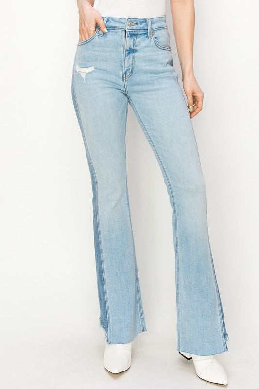 PLUS SIZE - HIGH RISE BOOT CUT COLOR PANEL DETAIL Boot Cut jeans   