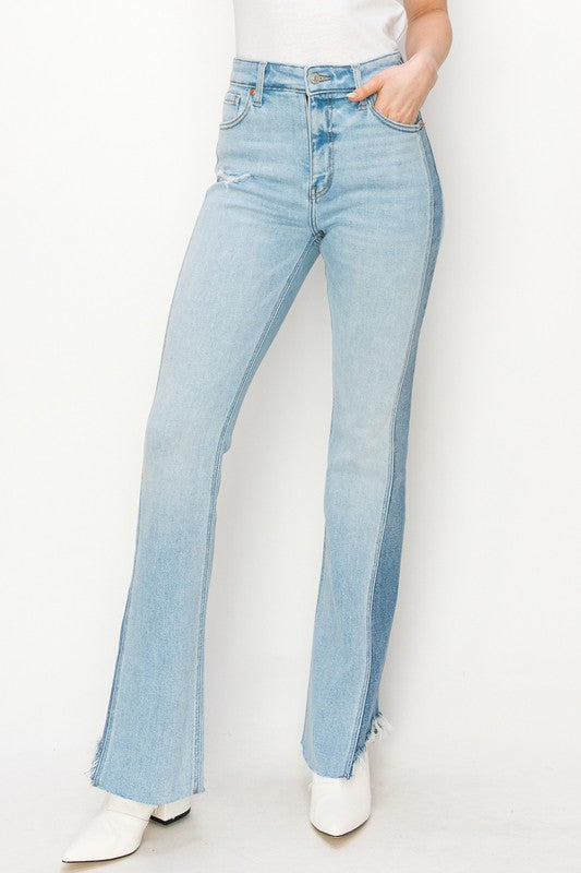 PLUS SIZE - HIGH RISE BOOT CUT COLOR PANEL DETAIL Boot Cut jeans   