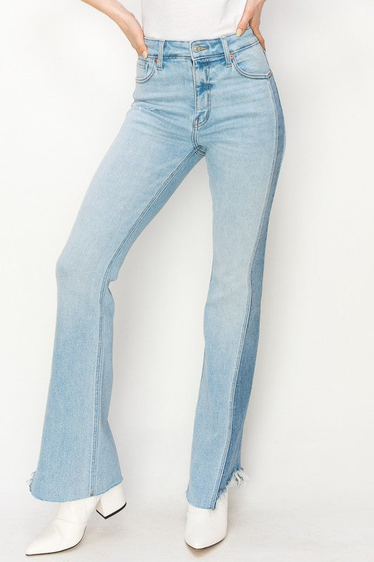 PLUS SIZE - HIGH RISE BOOT CUT COLOR PANEL DETAIL Boot Cut jeans   