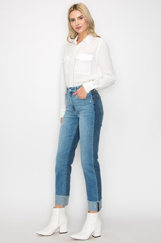 PLUS SIZE - HIGH RISE STRAIGHT JEANS Straight Leg Jean   