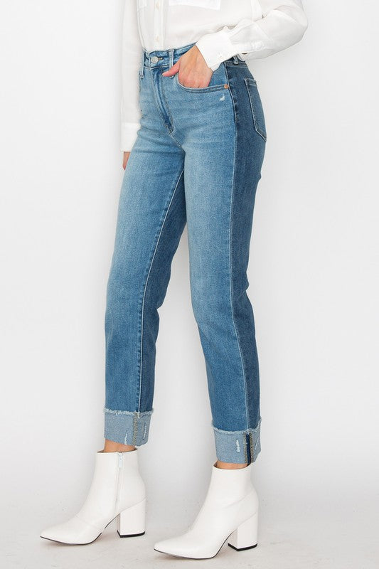 PLUS SIZE - HIGH RISE STRAIGHT JEANS Straight Leg Jean   