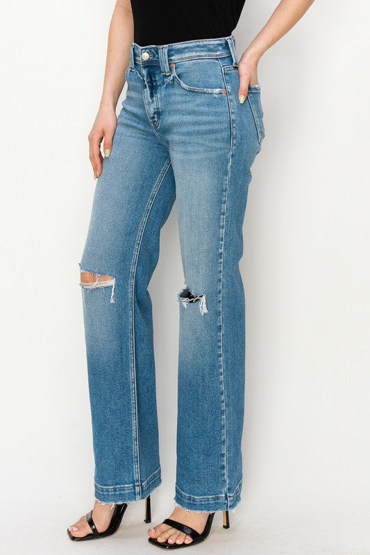 PLUS SIZE - HIGH RISE STRAIGHT LEG JEANS Straight Leg Jeans   