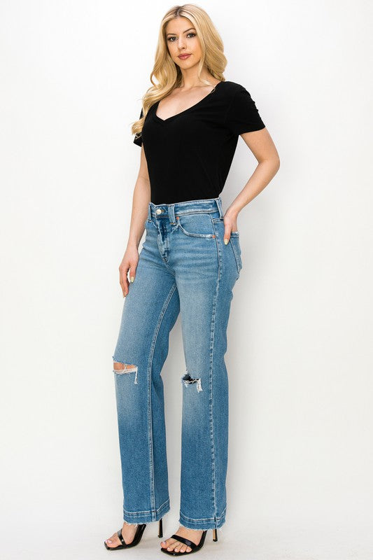 PLUS SIZE - HIGH RISE STRAIGHT LEG JEANS Straight Leg Jeans   