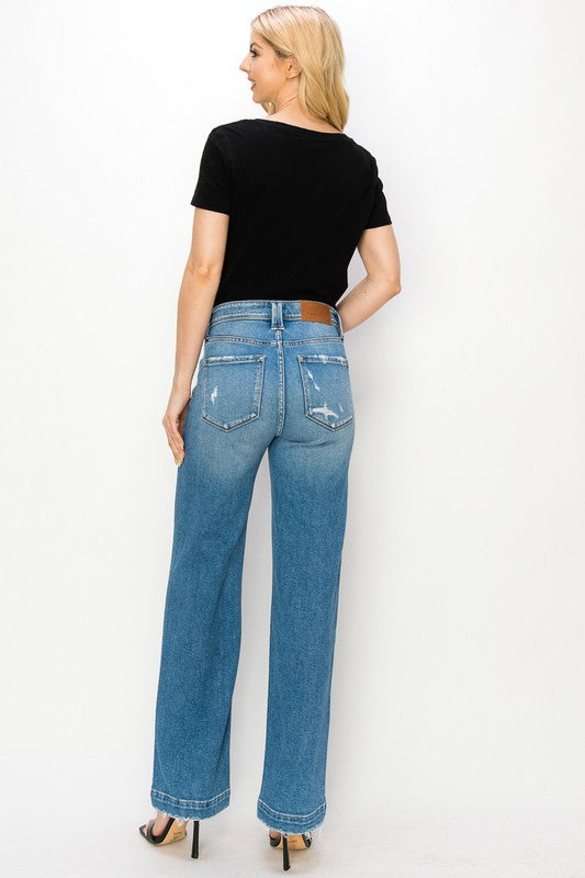 PLUS SIZE - HIGH RISE STRAIGHT LEG JEANS Straight Leg Jeans   