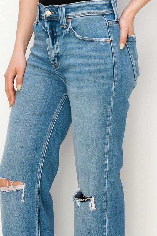 PLUS SIZE - HIGH RISE STRAIGHT LEG JEANS Straight Leg Jeans   