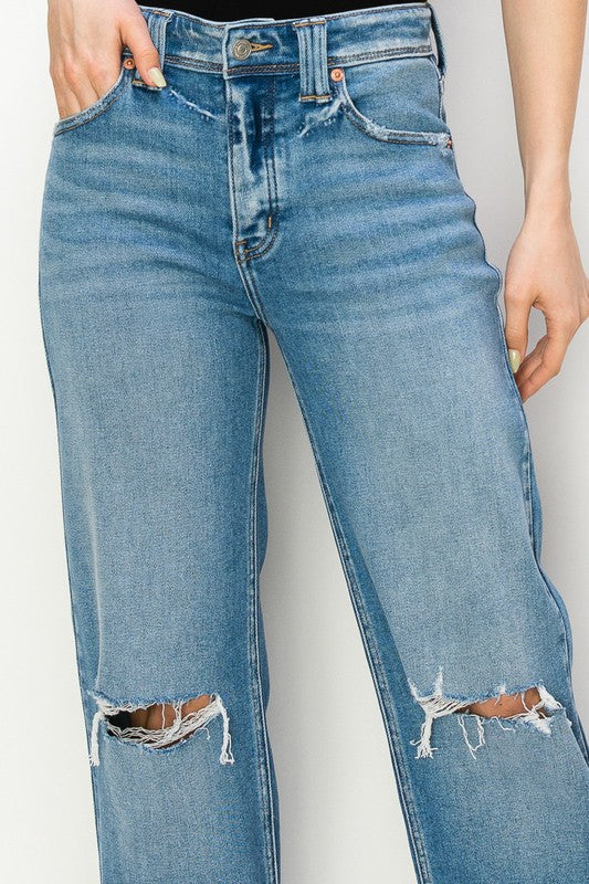 PLUS SIZE - HIGH RISE STRAIGHT LEG JEANS Straight Leg Jeans   