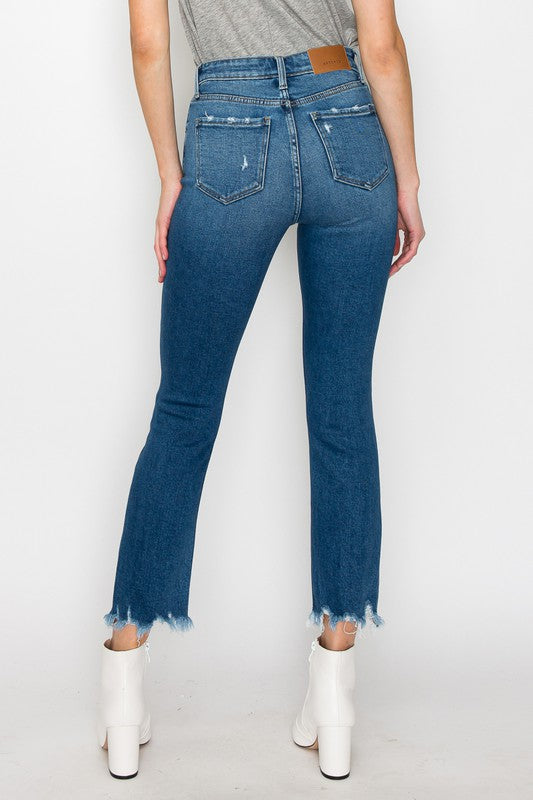 Raw Edge Rebel: High-Rise Slim Straight Jeans Straight Leg Jeans