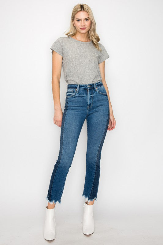 Raw Edge Rebel: High-Rise Slim Straight Jeans Straight Leg Jeans