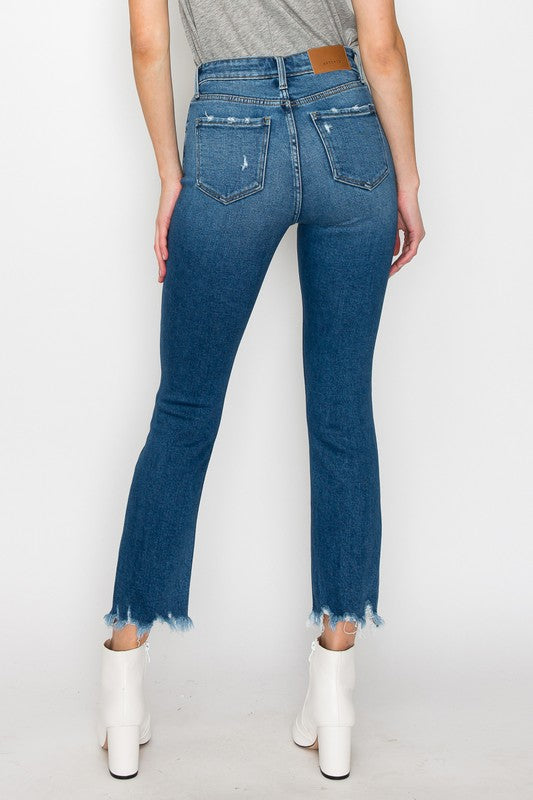 PLUS SIZE - HIGH RISE SLIM STRAIGHT JEANS Straight Leg Jeans   