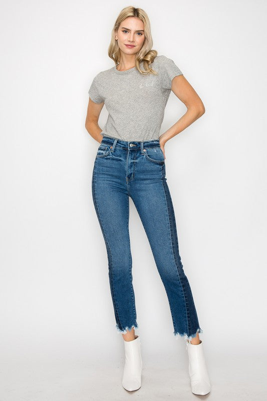 PLUS SIZE - HIGH RISE SLIM STRAIGHT JEANS Straight Leg Jeans   