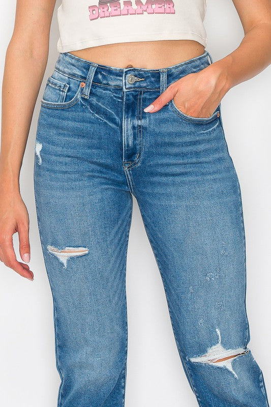 HIGH RISE TAPERED LEG Cropped Jeans   