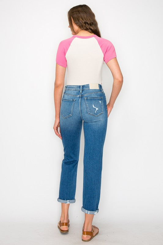 HIGH RISE TAPERED LEG Cropped Jeans   