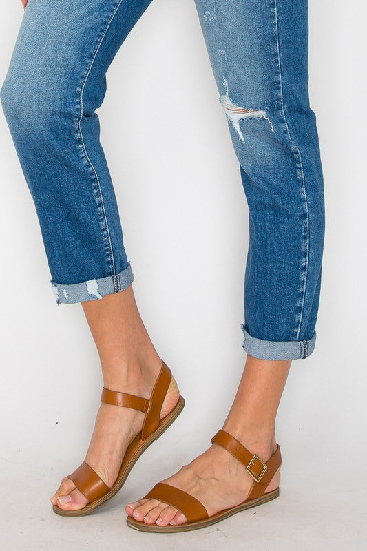 HIGH RISE TAPERED LEG Cropped Jeans   