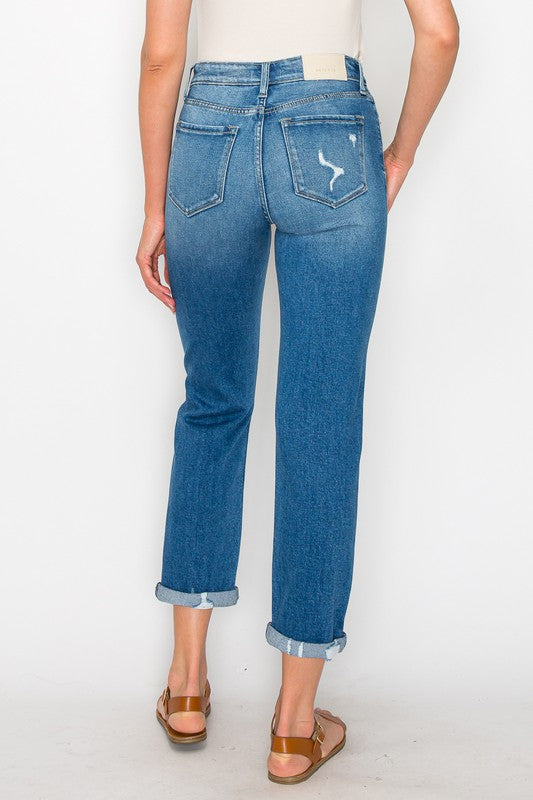 HIGH RISE TAPERED LEG Cropped Jeans   