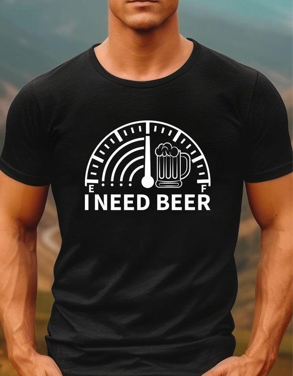 I Need Beer Crew Neck Graphic Tee - Three Mad Hatters Mercantile 