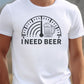 I Need Beer Crew Neck Graphic T-shirt Plus  Oxford Grey 2X 