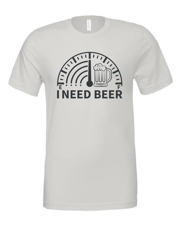 I Need Beer Crew Neck Graphic Tee - Three Mad Hatters Mercantile 