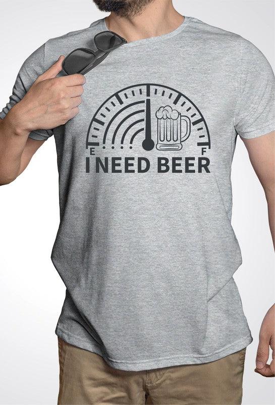 I Need Beer Crew Neck Graphic Tee - Three Mad Hatters Mercantile 