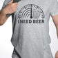 I Need Beer Crew Neck Graphic Tee Mens T-shirt Grey L 